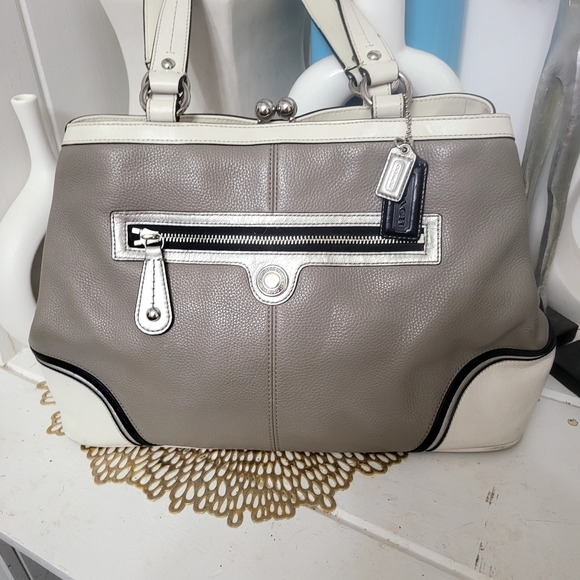 Coach Gray and Cream Satchel - Picture 3 of 16